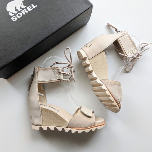 Sorel Shoes - Sorel Joanie Ankle Lace Wedge Leather Sandals